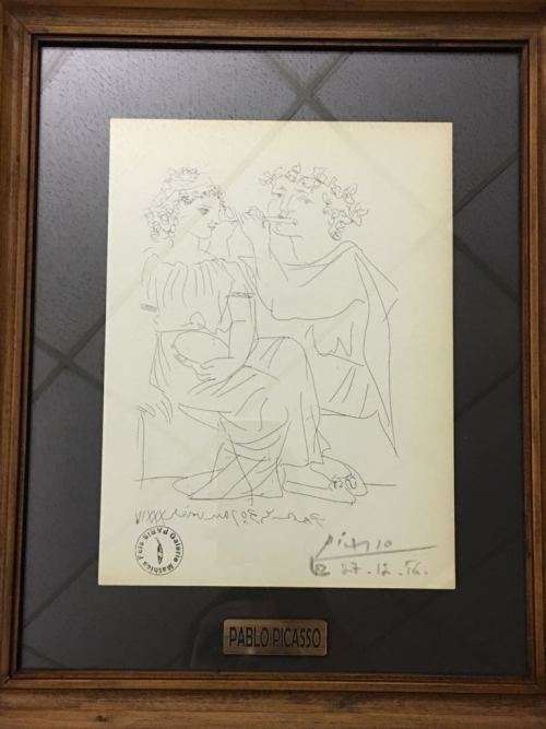 Original PICASSO gallery print - hand signed by Picasso in pencil in 1956 - COMES FRAMED